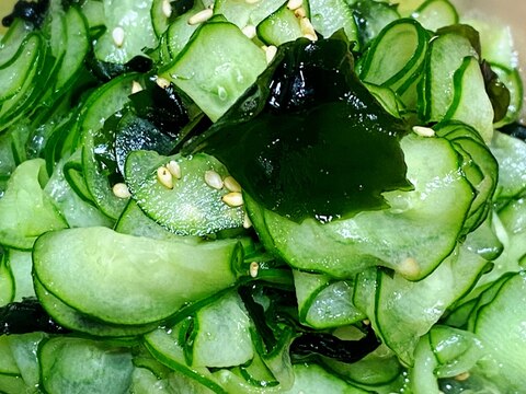 食感良し！きゅうりとワカメの酢の物